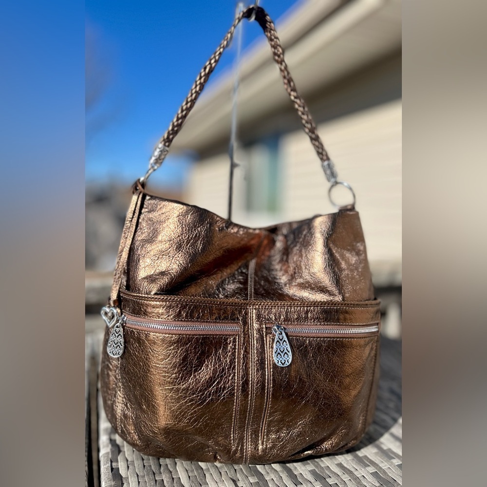 NWT Brighton Barbados Bronze Chrome Hobo Tote Bag w/ Registration Certificate​​